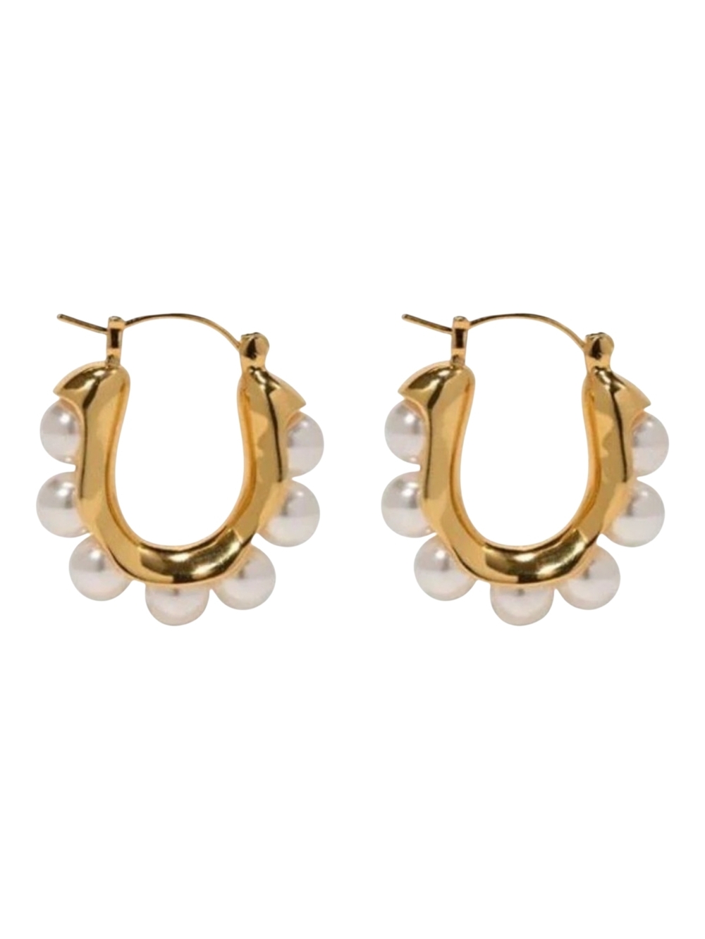 Gold Cluster Pearl-Style Earrings